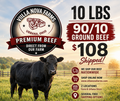 10lbs 90/10 Ground Beef - Free Shipping